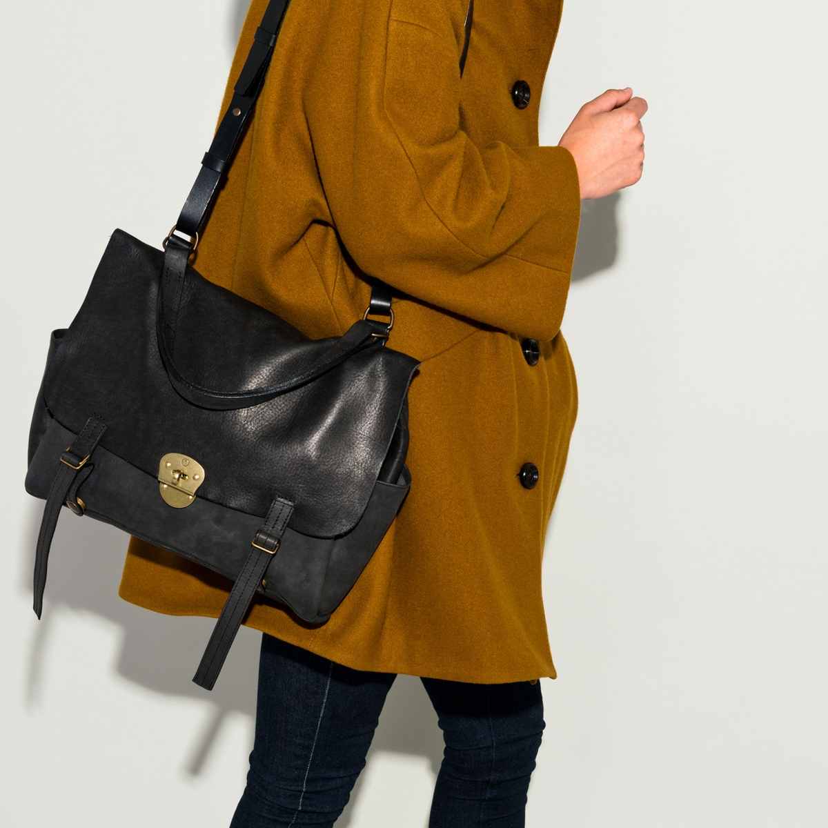 COLINE leather handbag | Bleu de Chauffe — Calame Palma