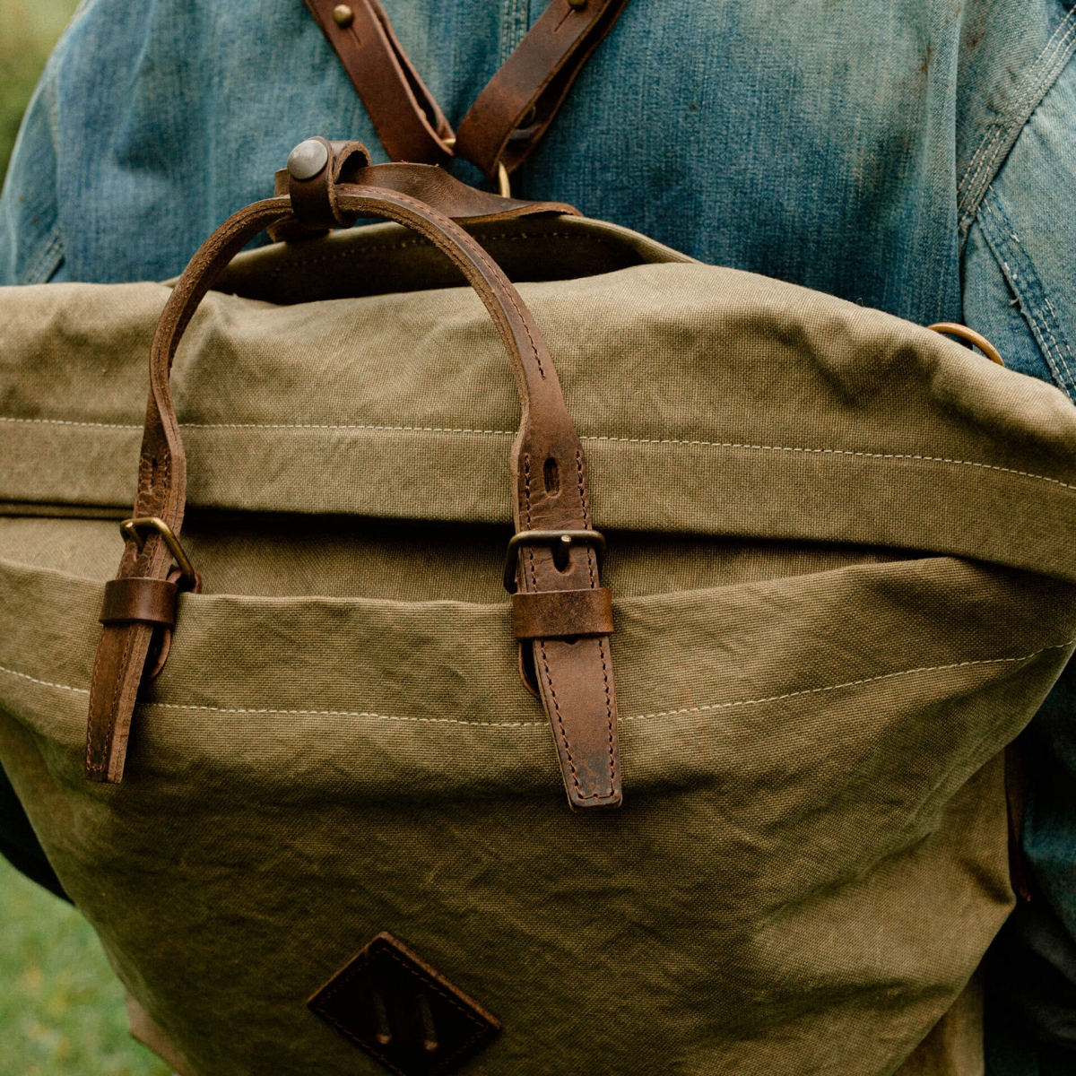 Woody Leather-Trimmed Cotton-Canvas Backpack