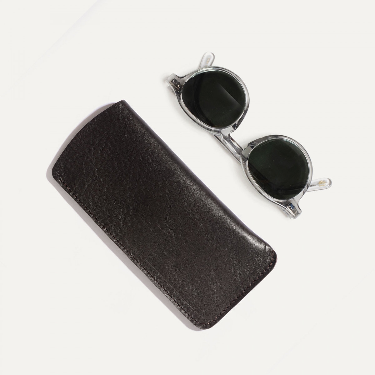Deluxe Soft Leather Glasses Case for Men | Handmade Sunglasses Storage Case, Solid Brown