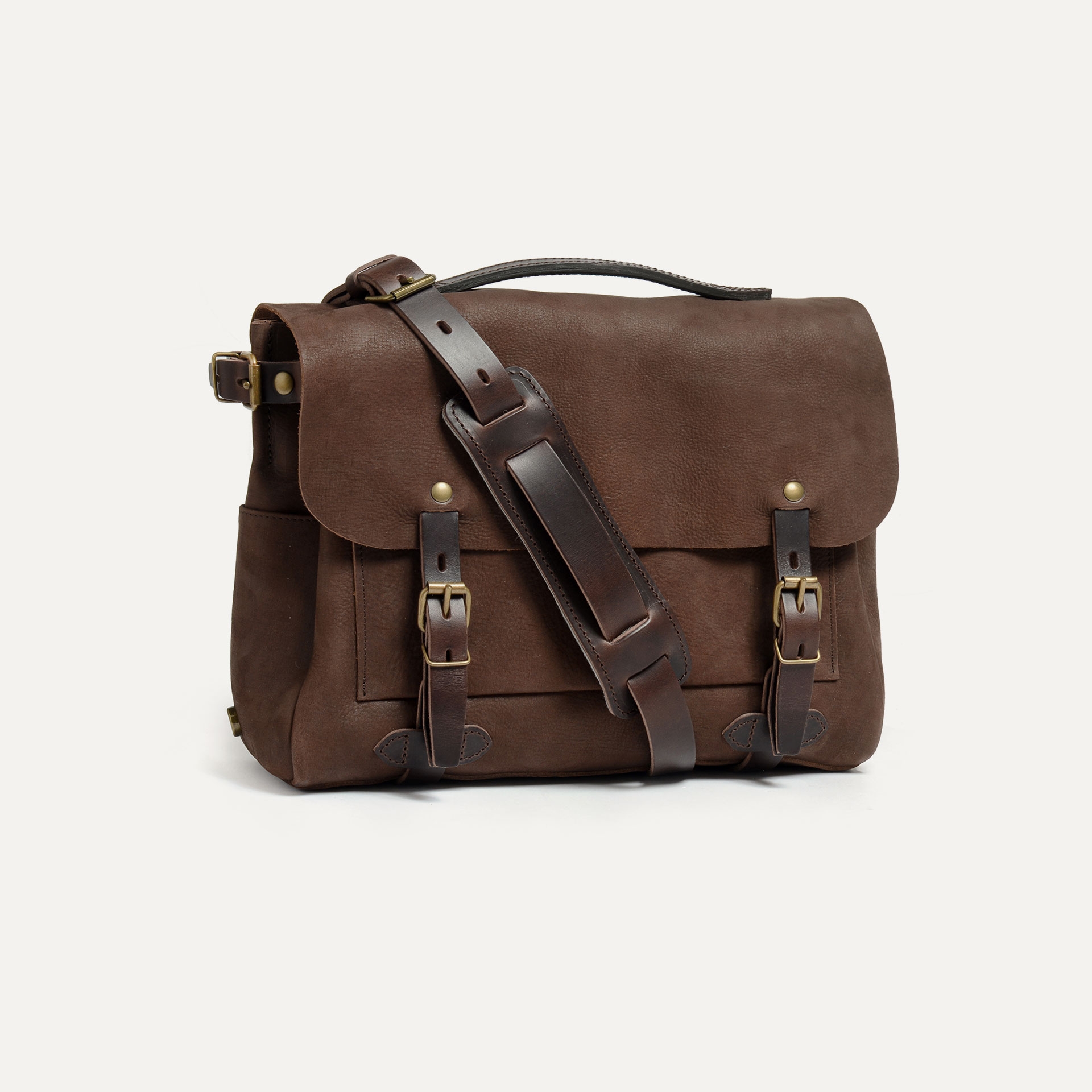 Postman bag Éclair S - Coffee / Waxed Leather - Messenger bag - Made in ...