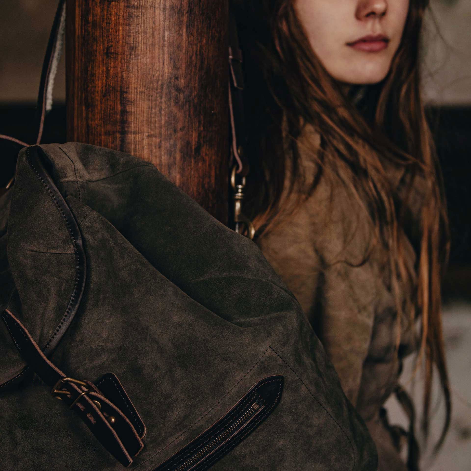 bleu de chauffe - The Camp suede leather backpack shot in good