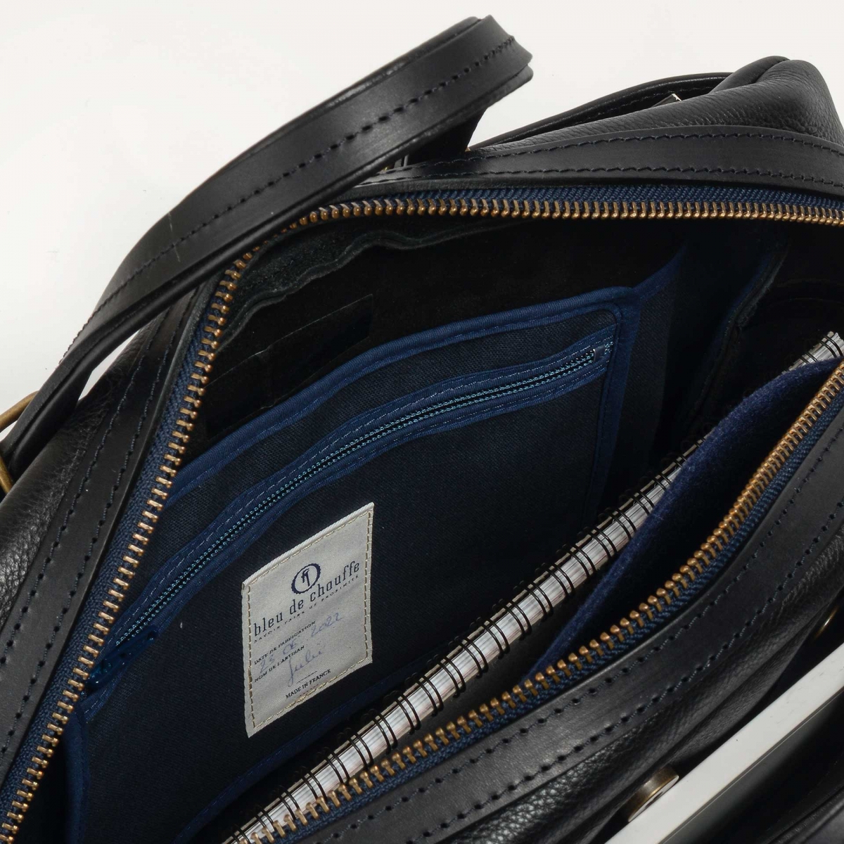 Report Business bag - Black -Men's Leather bag - Leather Laptop bag for Men  - Made in France