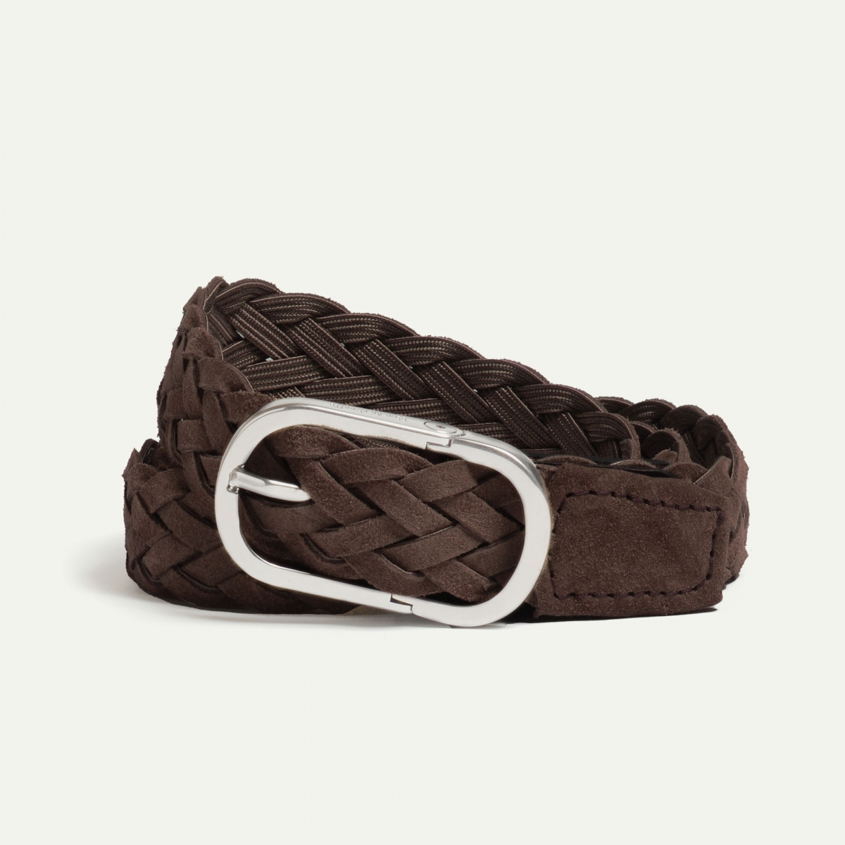 Cliquet Belt / braided leather - Brown suede (image n°2)