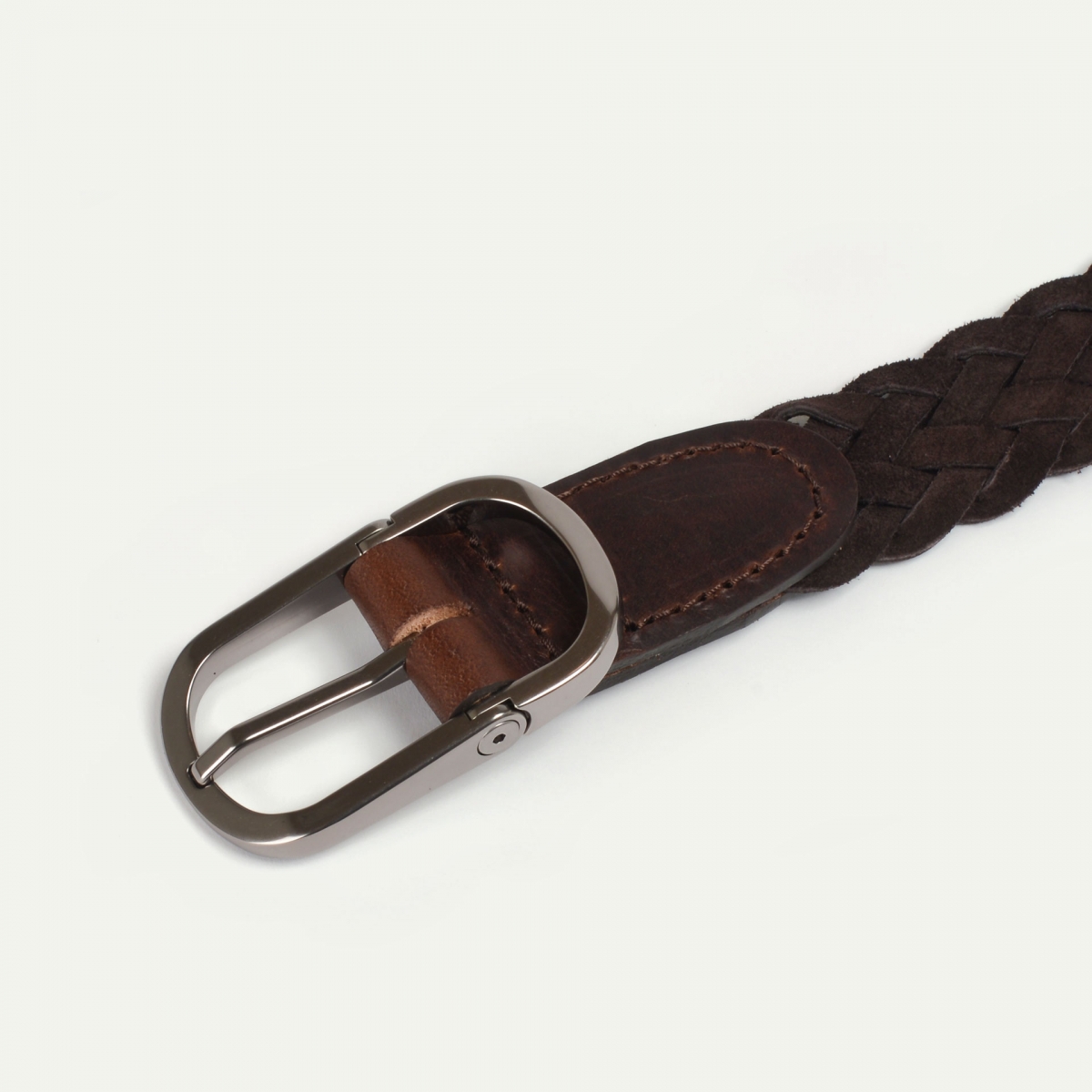 Cliquet Belt / braided leather - Brown suede (image n°3)