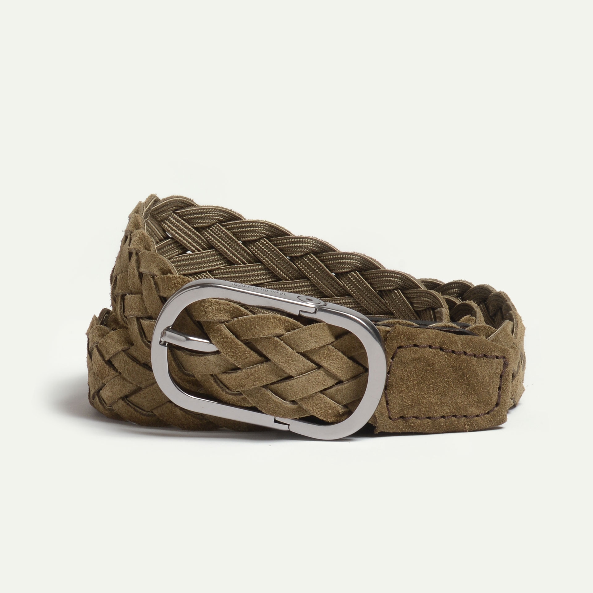 Cliquet Belt / braided leather - Khaki suede (image n°2)