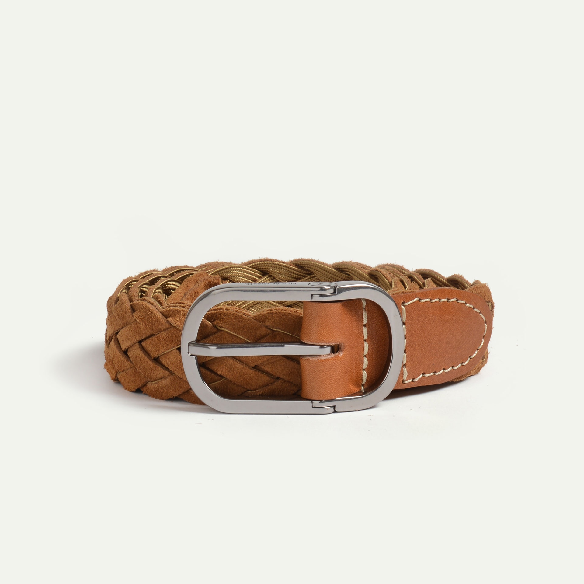 Cliquet Belt / braided leather - Honey suede (image n°1)